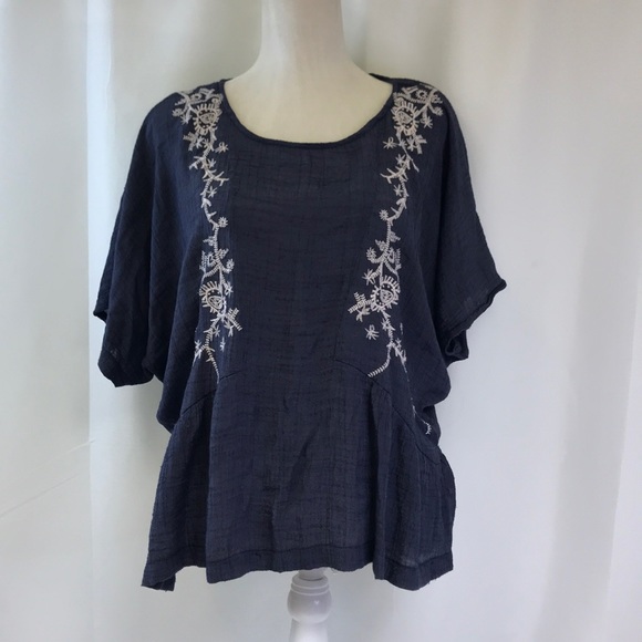 Timing Tops Timing Boho Style Front Embroidered Blouse Large Poshmark